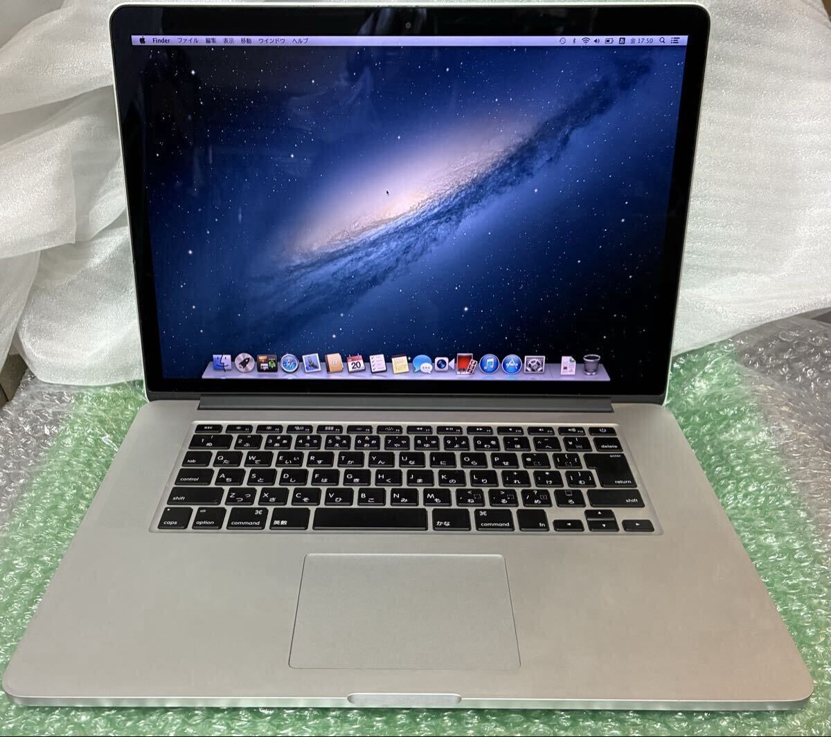 Apple MacBook Pro A1398（Retina 15インチ）Intel Core i7 2.7GHz（クアッドコア) メモリ：16GB DDR3 1600MHz ストレージ：SSD 512GB