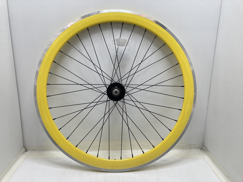 下松)FUN ファン ライダーズカフェ ピスト カメレオンホイール フロントホイール 700c 36H イエロー系 ◆★B260322R06B PC22A