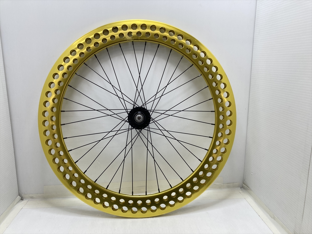 下松)FUN ファン ライダーズカフェ ピスト ソーダリム フロントホイール ディープリム 700c 36H イエロー系 ◆★B260324R02B PC24A