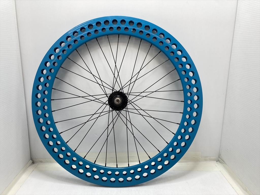 下松)FUN ファン ライダーズカフェ ピスト ソーダリム フロントホイール ディープリム 700c 36H ブルー系 ◆★B260324R05B PC24A