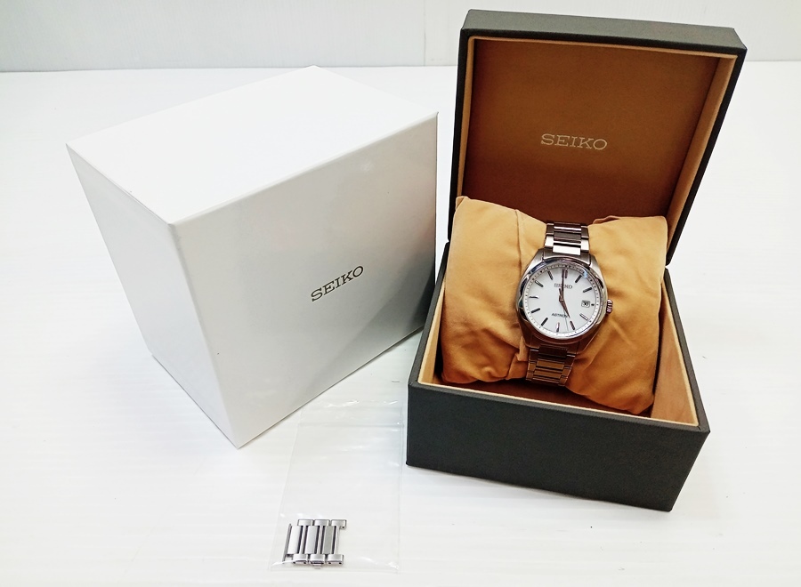 下松)【美品】SEIKO セイコー 7B72-0AD0 アストロン オリジン ソーラー電波 メンズ腕時計 白文字盤 コマ付 ◆N2603097 PC30A