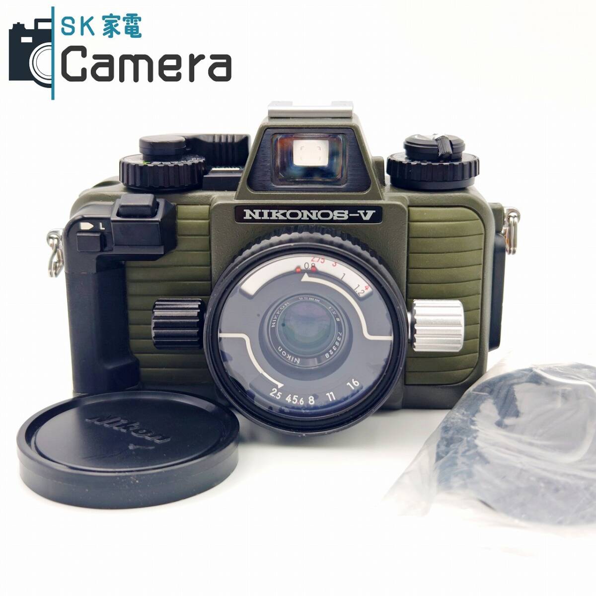 【中古】 NIKON NIKONOS-V NIKKOR 35ｍｍ F2.5 オリーブ シャッター 露出 動作 ニコン ニコノス キャップ付