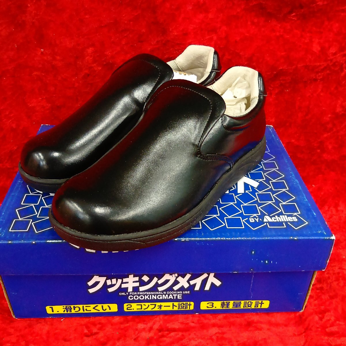 03-11-A28 ▲BR【送料無料】飲食店 作業靴 調理用シューズ 日本製 厨房シューズ 靴 黒 24.0cm クックメイト 未使用品