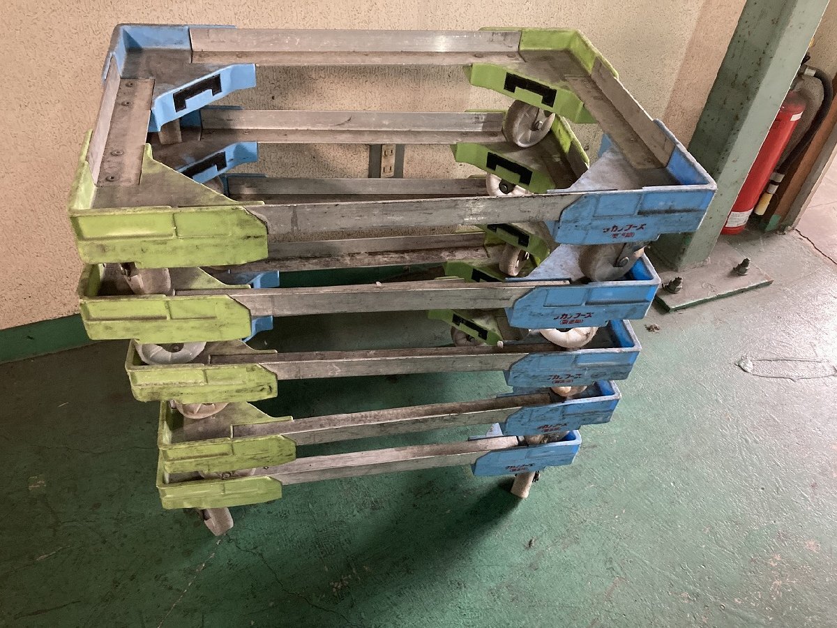 引-5154 ♪ o 大阪 引取限定 運搬 倉庫 荷物 コンテナ 台車 アングルキャリー 5点セット 中古品