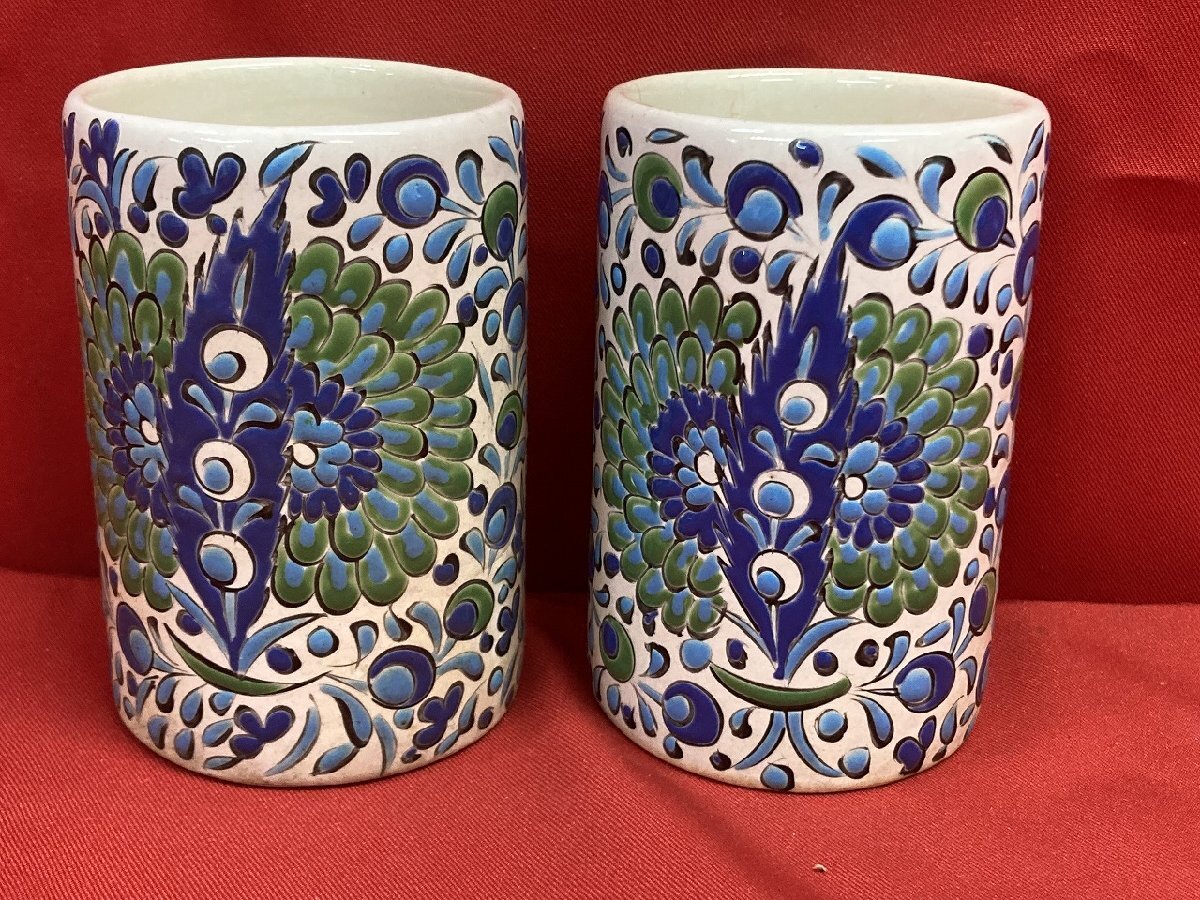 03-17-404 ●W【送料無料】ヴィンテージ 陶器製品 アンティーク Nassos Rodos-Hellas ナソス ハンドメイドマグカップ 2点 長期保管品