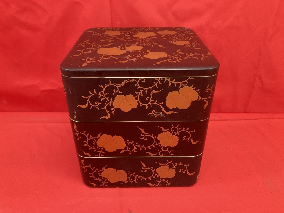 03-17-423 ●W【送料無料】アンティーク 伝統工芸品 漆工芸 蒔絵 漆器 茶箱 重箱 装飾品 茶道具 長期保管品