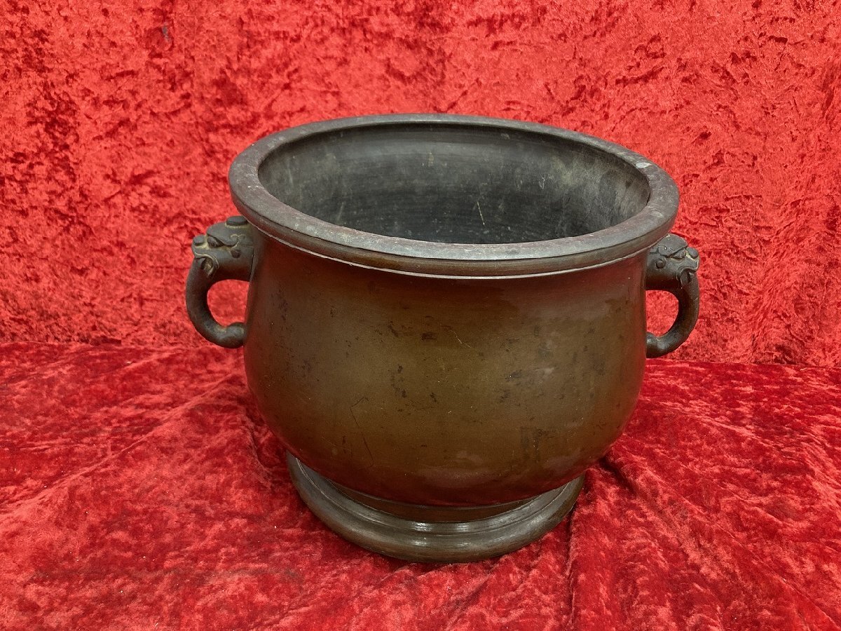 03-17-526 ●W【送料無料】アンティーク レトロ 銅製 火鉢 古民具 古道具 約4.5㎏ 中古品