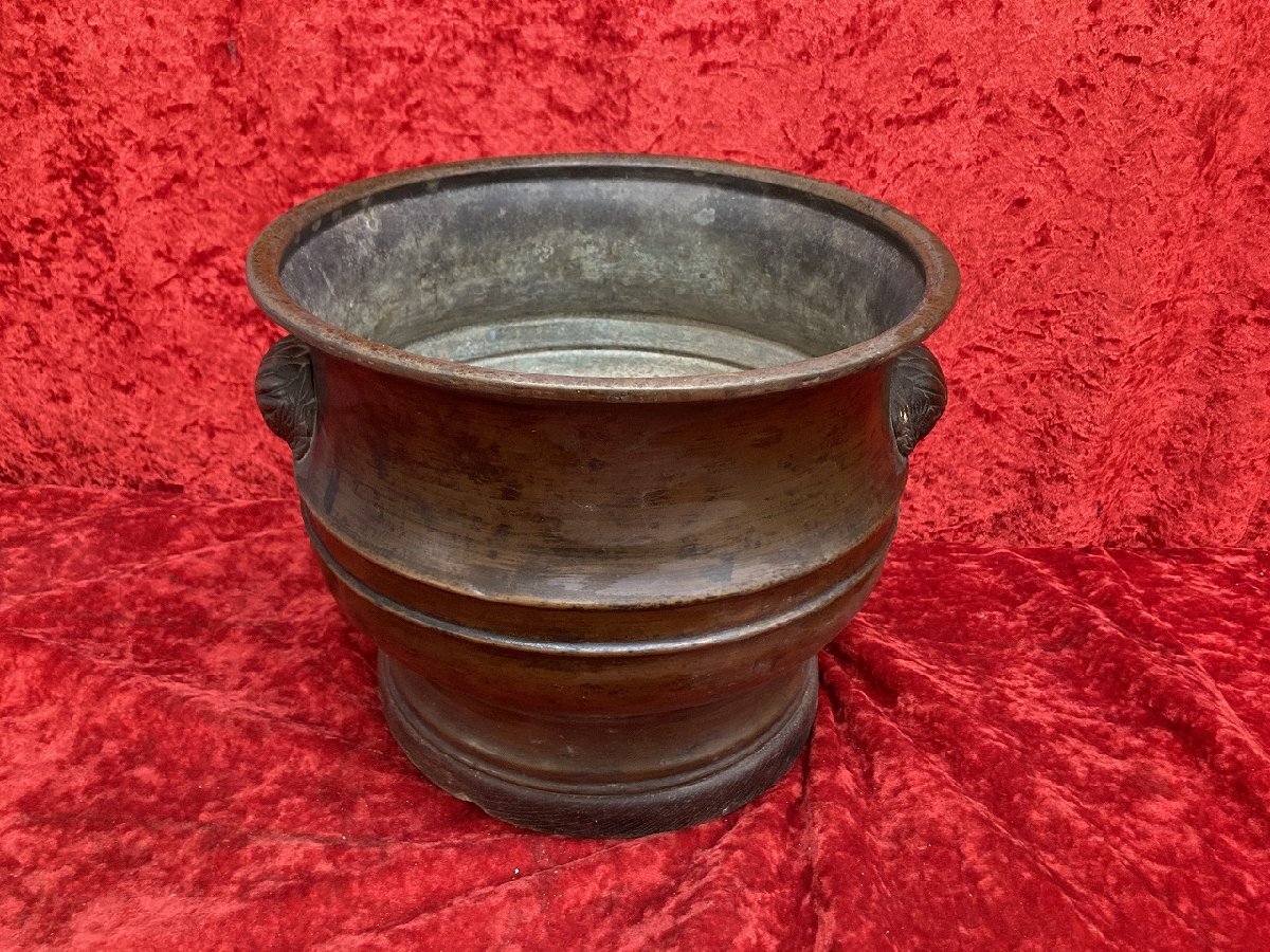 03-17-527 ●W【送料無料】アンティーク レトロ 銅製 火鉢手あぶり火鉢 古民具 古道具 約3㎏ 中古品