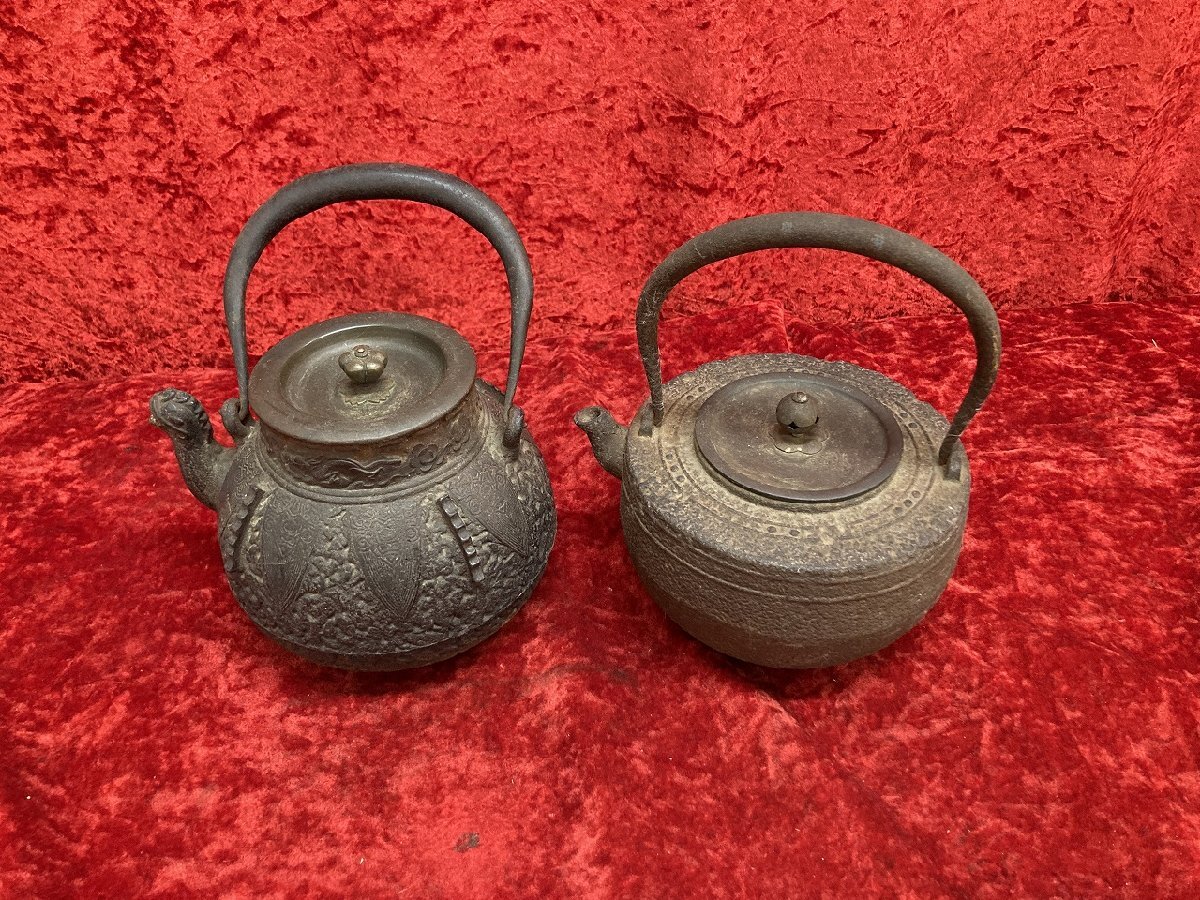 03-17-529 ●W【送料無料】 工芸品 骨董品 アンティーク 茶道具 鉄瓶 約3.5㎏ 中古品