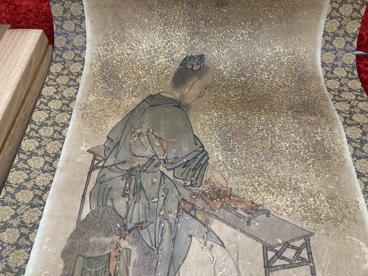 03-17-516 ●W【送料無料】掛け軸 掛軸 共箱付き 茶道具 茶掛け 日本画 約190㎝ 中古品