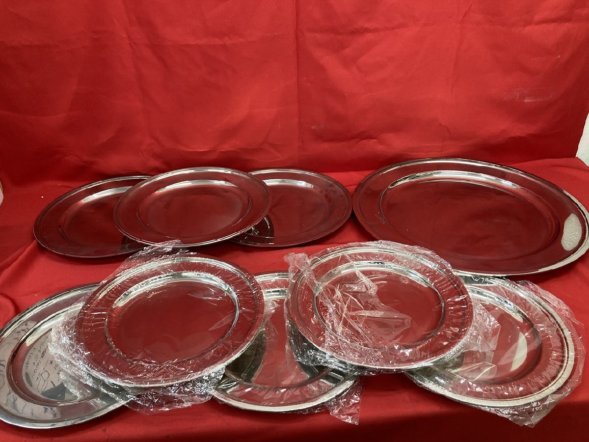 03-18-510 ★BR【送料無料】レストラン ホテル ビュッフェなどに ステンレス丸皿 ラウンドプレート サイズ色々 未使用品