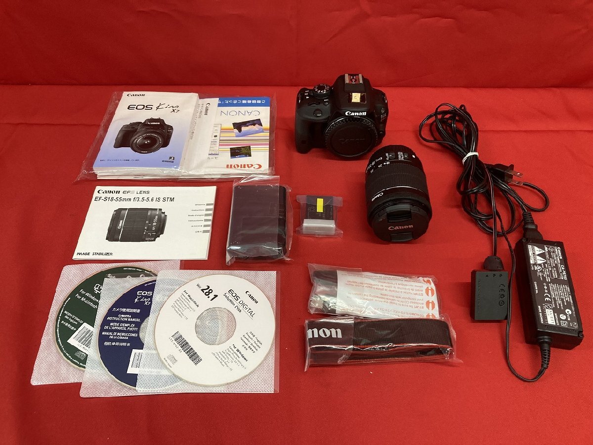 03-19-414 ●B【送料無料】撮影機材 撮影機器 カメラ キャノン canon EOSkiss X7 EFS18-55mm 一眼レフカメラ 本体 レンズ セット 中古品