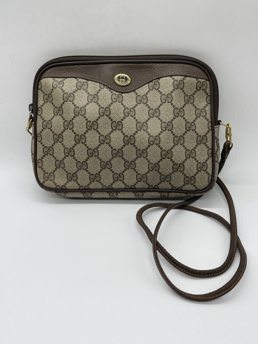 GUCCI オールドグッチ ショルダーバッグ GG柄 PVC レザー 斜め掛け ヴィンテージ 97.02.068 イタリア製 希少 1円スタート