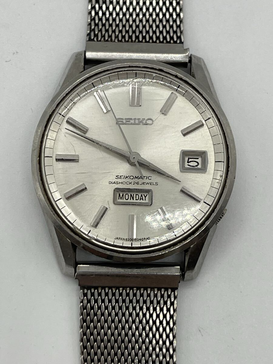 1円スタート 稼働 SEIKO SEIKOMATIC 6206-8040 26石 デイデイト イルカ裏蓋 自動巻 メンズ 腕時計 