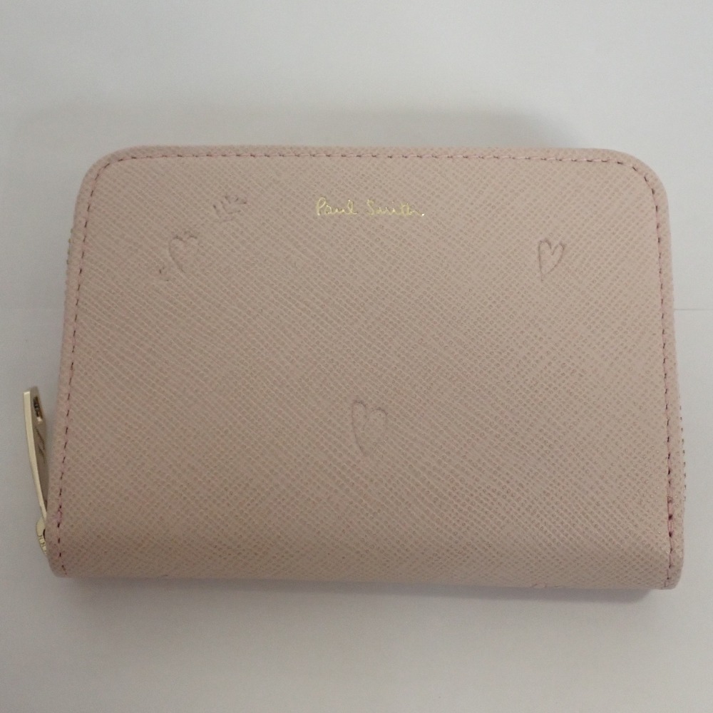 Th1008811 ポールスミス スミシーハート2 コインケース/小銭入れ PWD792ー24 ピンク系 本革 ラウンドファスナー Paul Smith 未使用