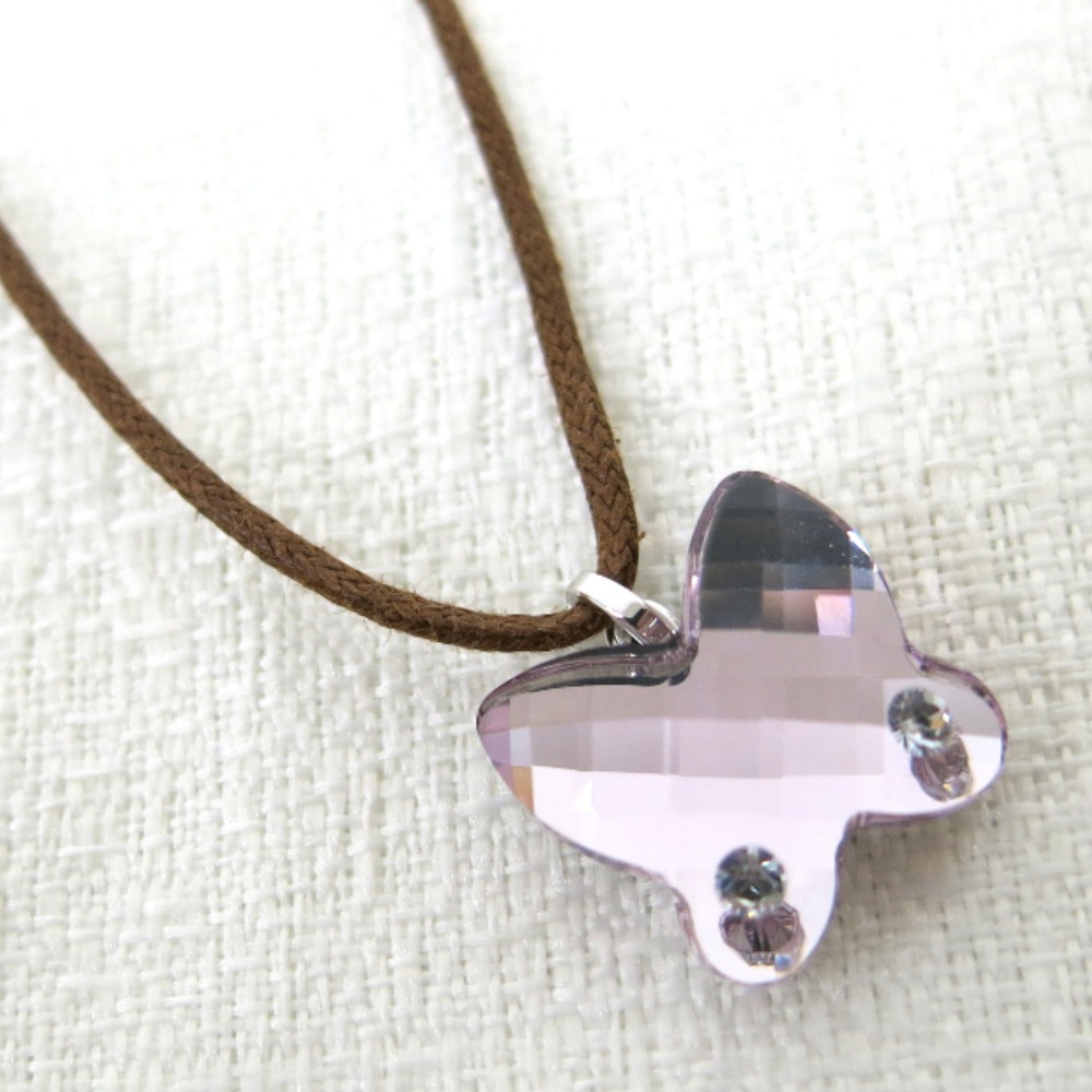 Hn480501 スワロフスキー　ネックレス　蝶々　クリスタル 中古