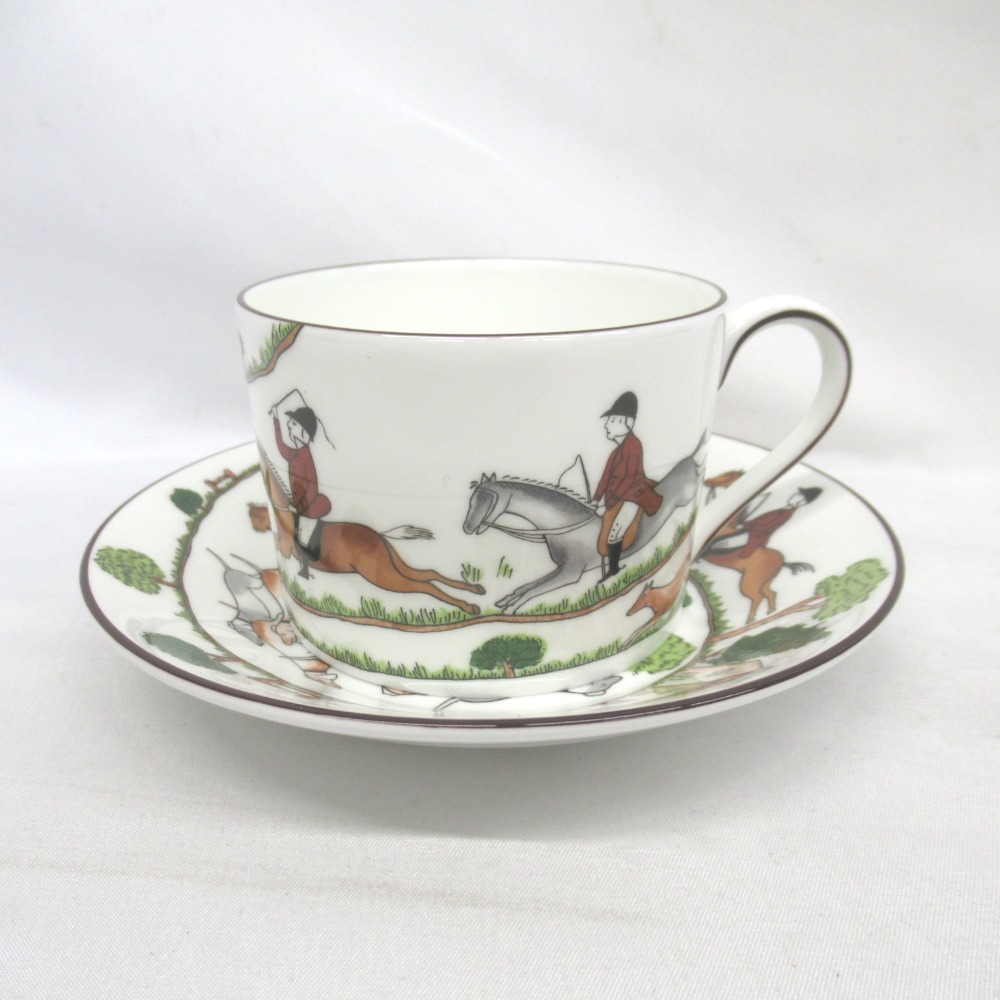 KR238353 ウェッジウッド ティーカップセット カップ＆ソーサー ボーンチャイナ ハンティングシーン 1客 Wedgwood 中古