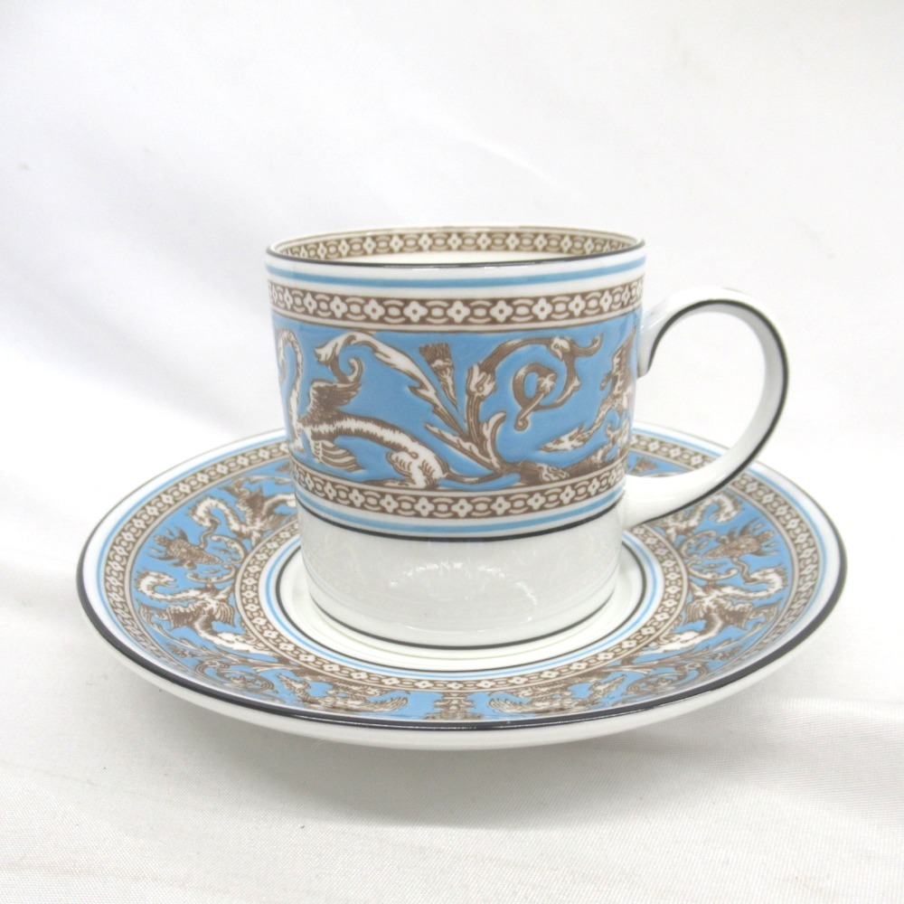 KR238354 ウェッジウッド ティーカップセット カップ＆ソーサー ボーンチャイナ フロレンティーン ターコイズ 1客 Wedgwood 中古