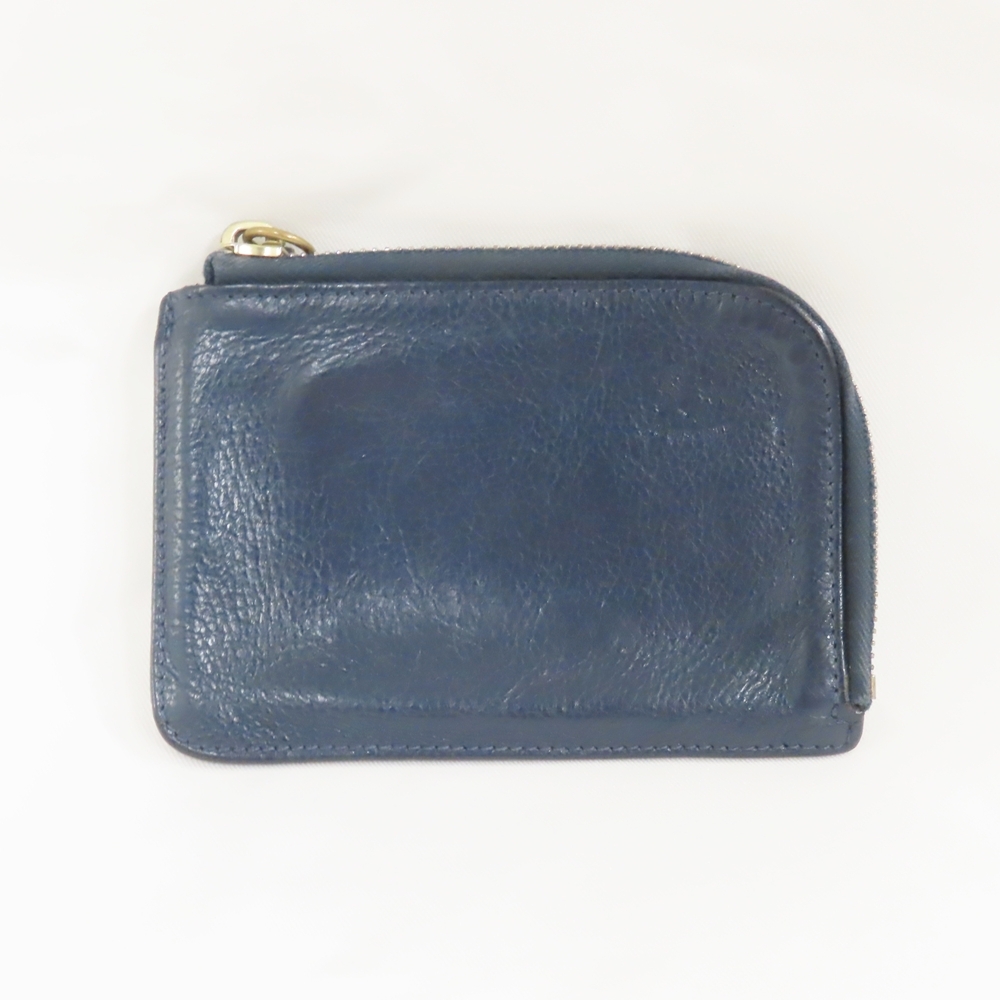 Ts8062932 イルビゾンテ コインケース L字ファスナー レザー ネイビー系 IL BISONTE 中古