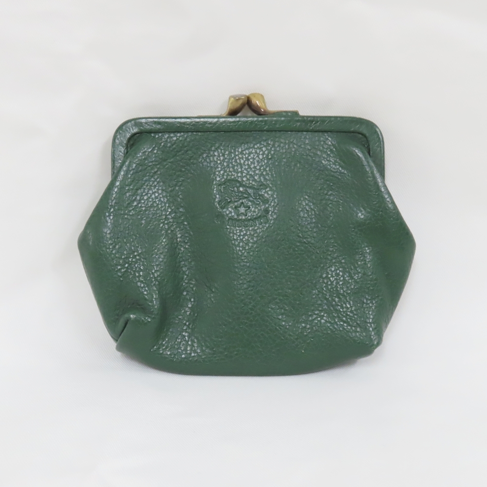 Ts8062927 イルビゾンテ がま口財布 レザー グリーン系 IL BISONTE 中古