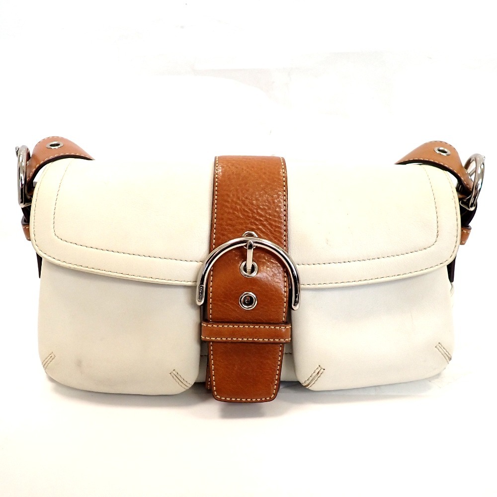 Th1009704 コーチ ショルダーバッグ ソーホー 3653 ホワイト×ブラウン系 本革 レディース COACH 中古