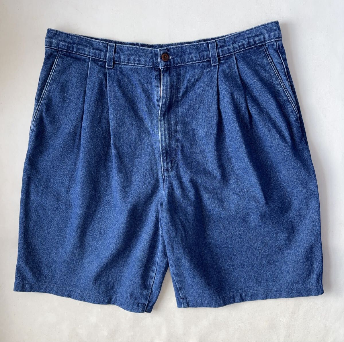 90s USA製 DOCKERS 2タック デニム ショーツ W38 ドッカーズ ショート パンツ ツータック リーバイス アメリカ製