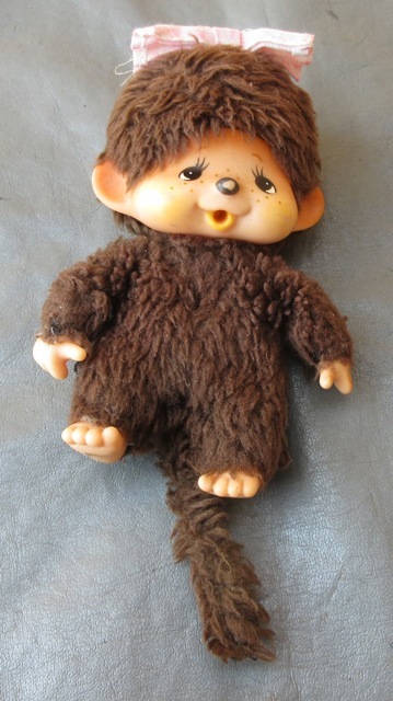 ☆昭和レトロ☆当時物 セキグチ モンチッチ ミニサイズ　ぬいぐるみ リボン付き