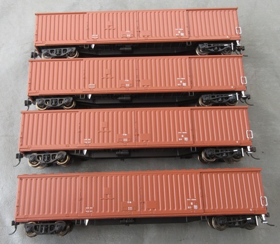 ☆車両美品☆天賞堂 国鉄 ワキ5000形 4両セット コンテナ貨物列車 HOゲージ 鉄道模型 塗装済完成品