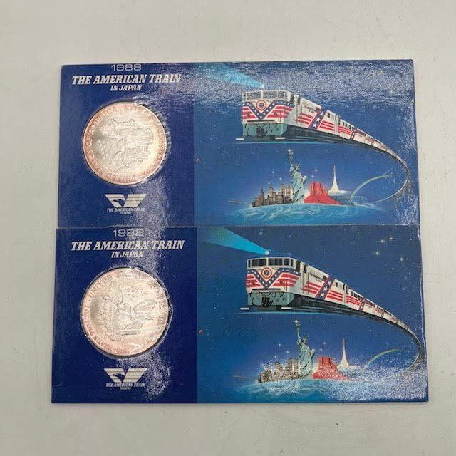 A12　1ドル銀貨　ウォーキングリバティ　アメリカンイーグル　1988　2枚セット