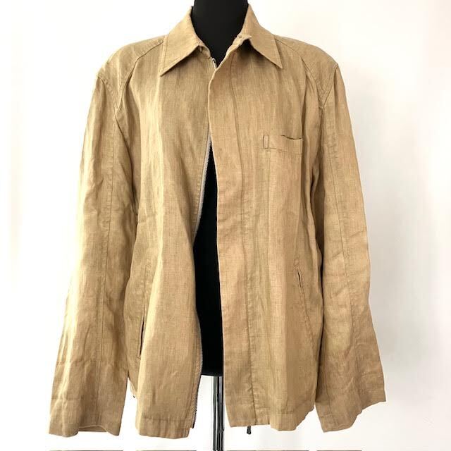 A6　BURBERRY　バーバリー　Lサイズ　ロンドンラインリネンジップアップジャケット