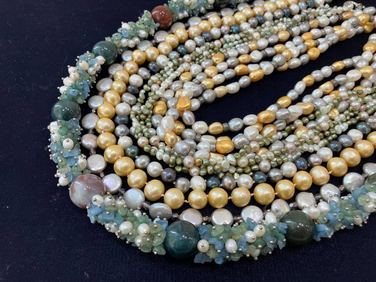 S33-22【八】本真珠 淡水 バロック パール ネックレス アクセサリー 6本まとめ 天然石 カラーストーン 約530g 