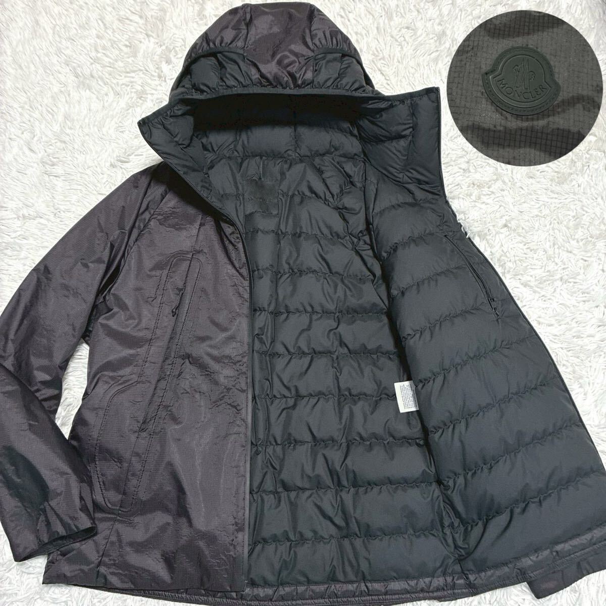 MONCLER【究極のラグジュアリー!!!XL相当!!!】モンクレール ナイロンジャケット パーカー ブルゾン マグリア 背面ロゴ Wジップ 黒 ブラック