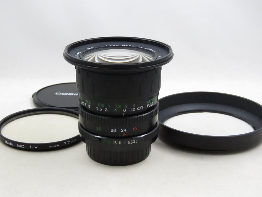 [23382Z3]★完動品★COSINA MF 19-35mm F3.5-4.5 MC Pentax フード・フィルター付き