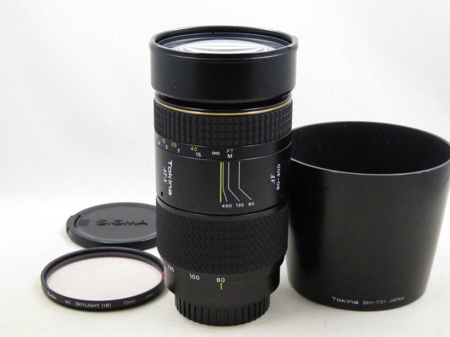 [23387Y4]★新品級美観★TOKINA AT-X AF 80-400mm F4.5-5.6 Pentax フード付き