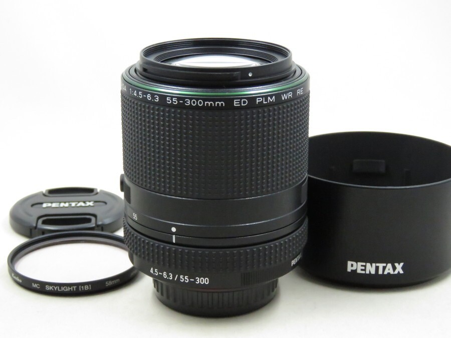 [23537Z2]★新品級★PENTAX HD PENTAX-DA 55-300mm F4.5-6.3 ED PLM WR RE フィルター・フード付き