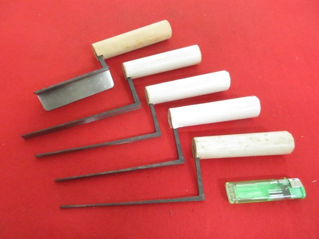 ZB819■ヤマサ / 長 平目地鏝 2.4mm 5.1mm 6.6mm 10.5mm / カネ松 カド丸 3x90mm // 計5点 // ヒラナガメジコテ こて 左官道具 / 未使用