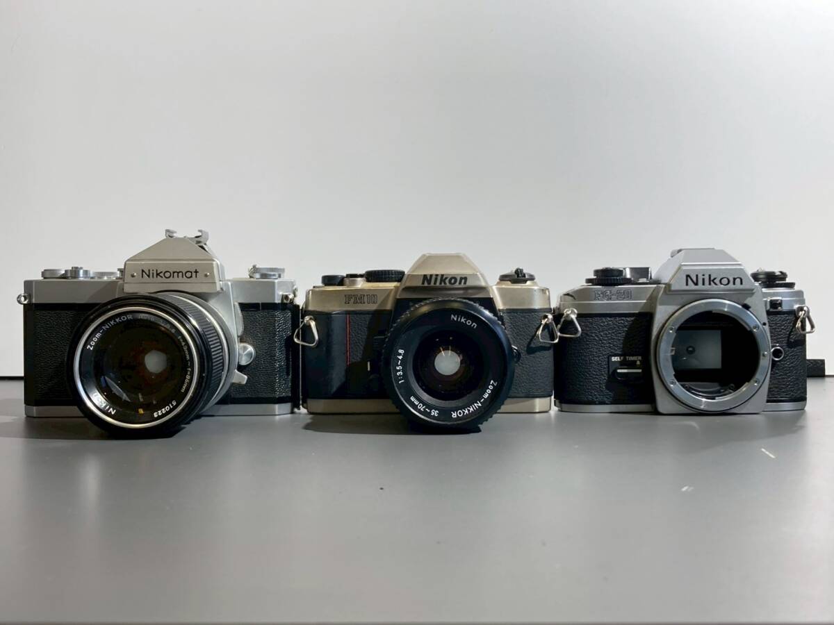 ｍ168 3台 まとめ売り ニコン Nikon 一眼 カメラ レンズ ジャンク Nikomat FT N FG-20 FM10 レンズ 