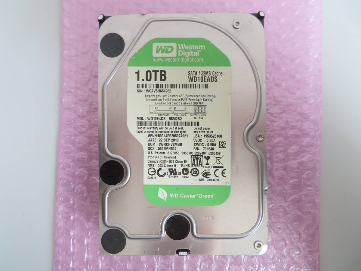 WESTERN DIGITAL WD10EADS (1TB SATA300 可変) WD Green 使用60587時間
