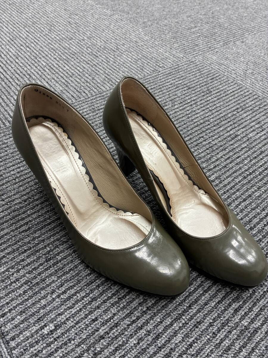 ★Marie femme マリーファム 22 1/2 EE 22.5㎝ オリーブ レディースシューズ パンプス 中古品 日本製