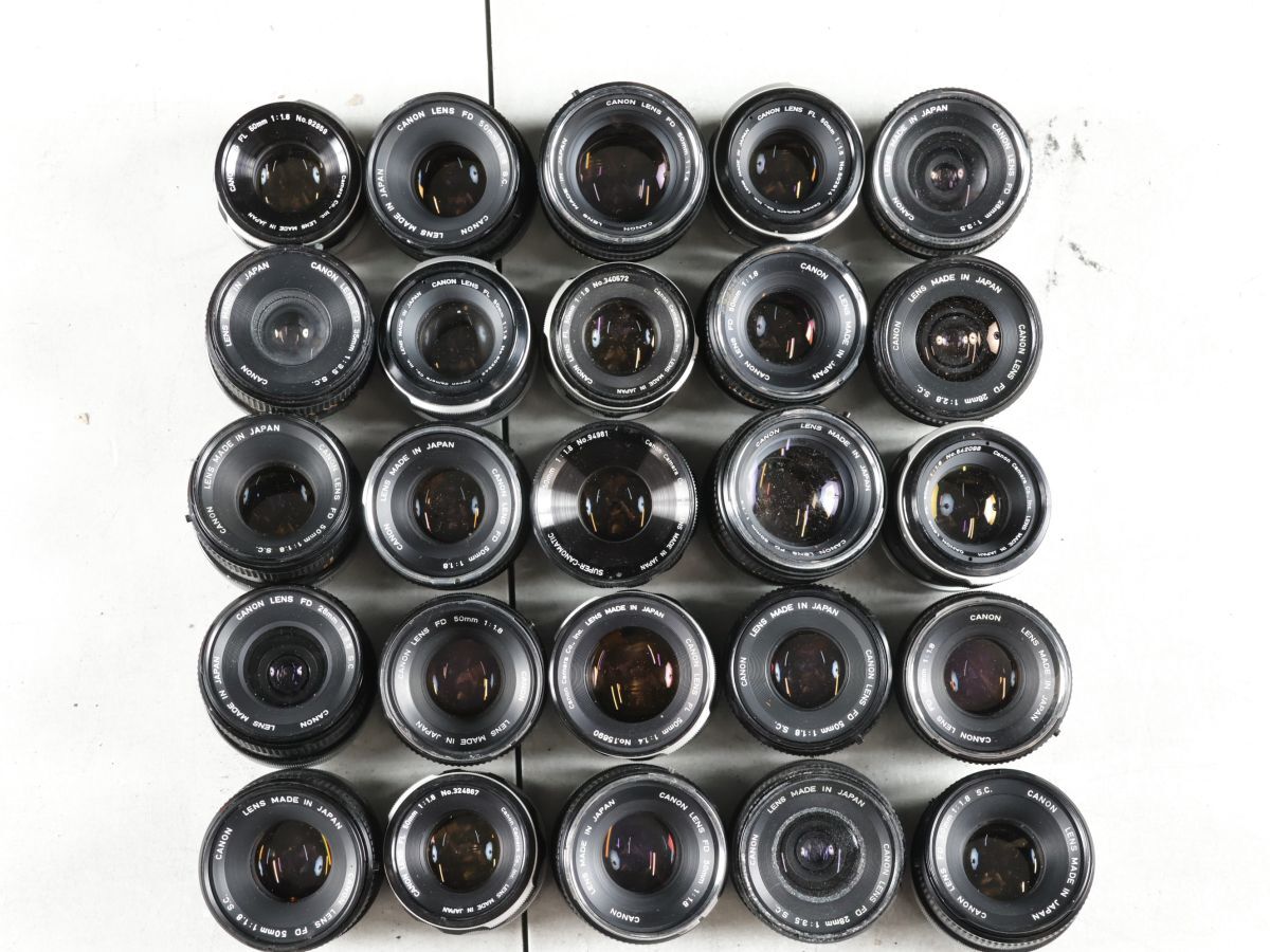 1416 25点まとめ Canon キヤノン FD FL 50mm 28mm 他 単焦点レンズ まとめ まとめて 大量セット 送料1100円