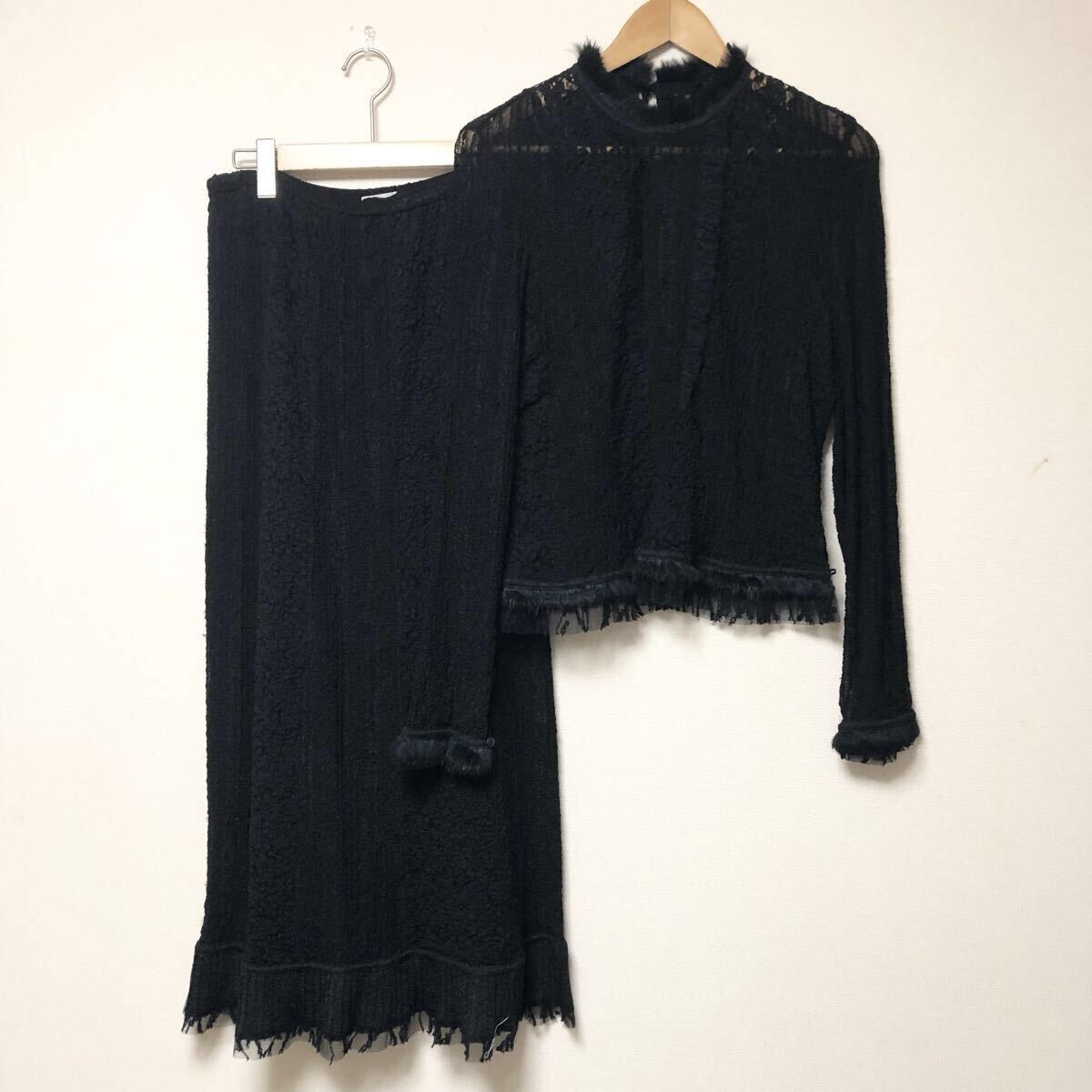 ville d'azur レディース セットアップ 黒 レース 透け感 アンサンブル フォーマル 婦人服