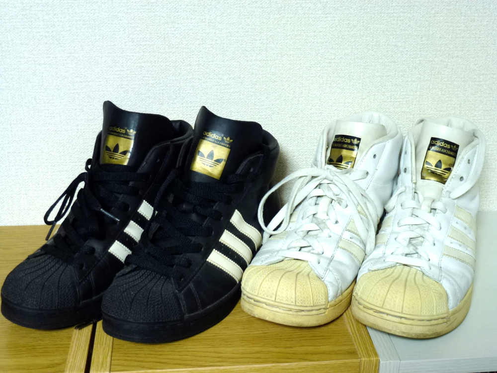 ヴィンテージ adidas アディダス ハイカットモデル 黒と白 状態悪いジャンク品