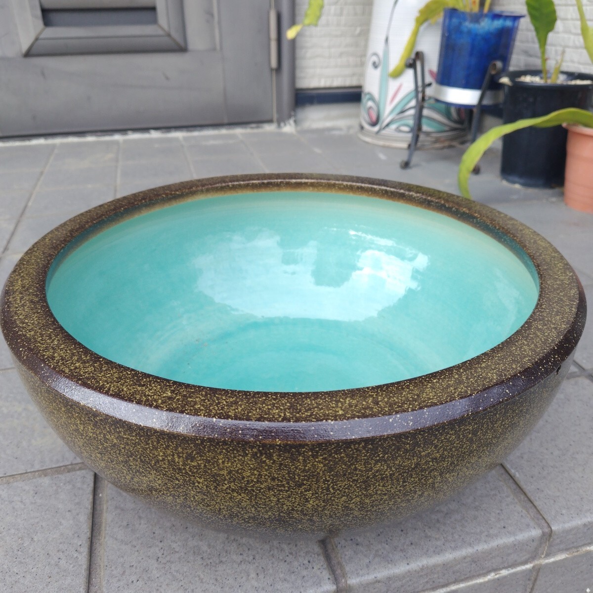 睡蓮鉢 メダカ鉢 陶器製 アンティーク 　インテリア　置物