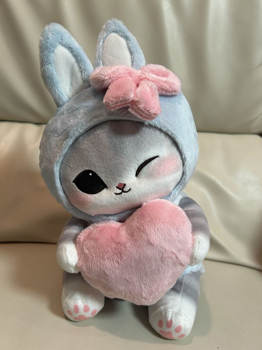 ラスト1点☆未使用☆mofusand モフサンド うさにゃんBIGぬいぐるみ／ねこ、うさぎ／水色系、ブルー系／人形