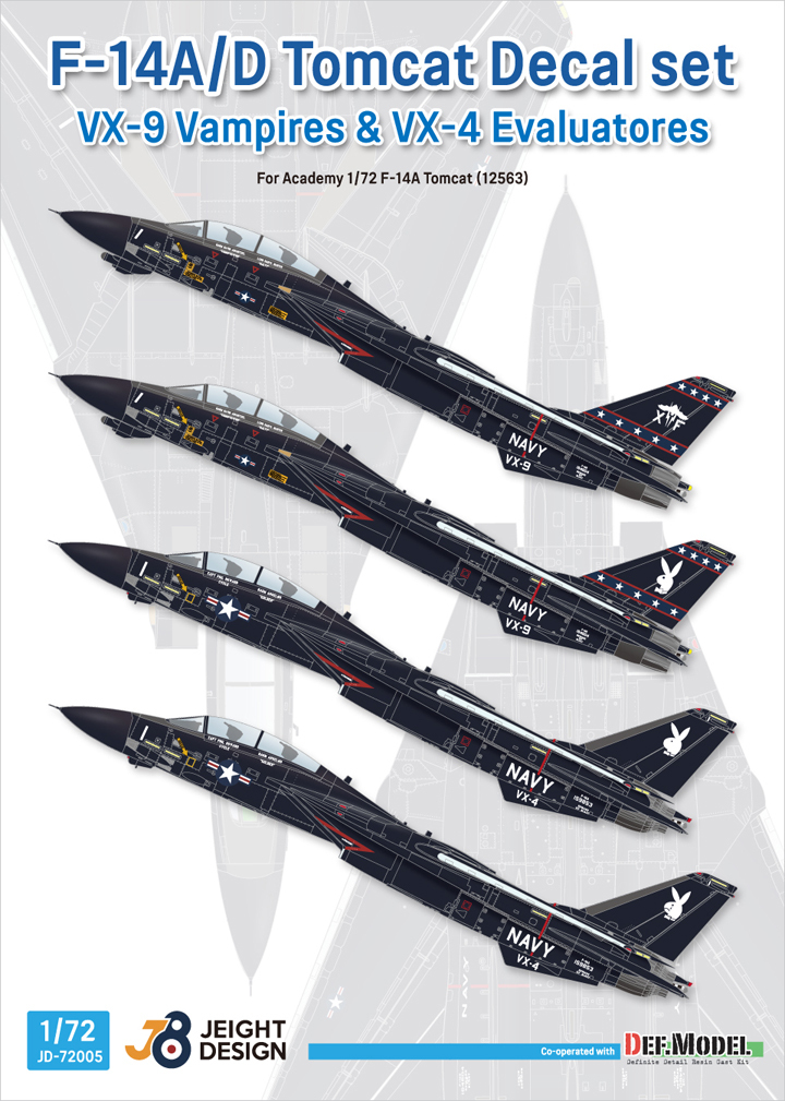 DEFモデル JD72005 1/72 F-14A/D VX-4・VX-9 デカールセット(アカデミー用)