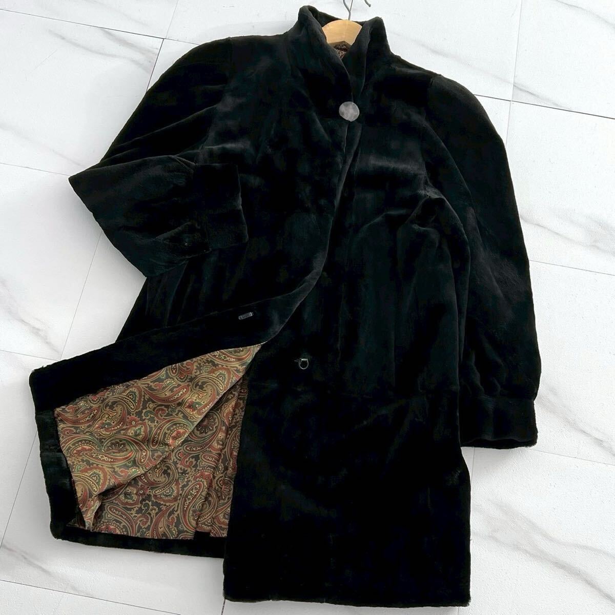 定価88万円 シェアードミンク ロングコート 毛皮 shared mink coat ブラック フリーサイズ free size Black 