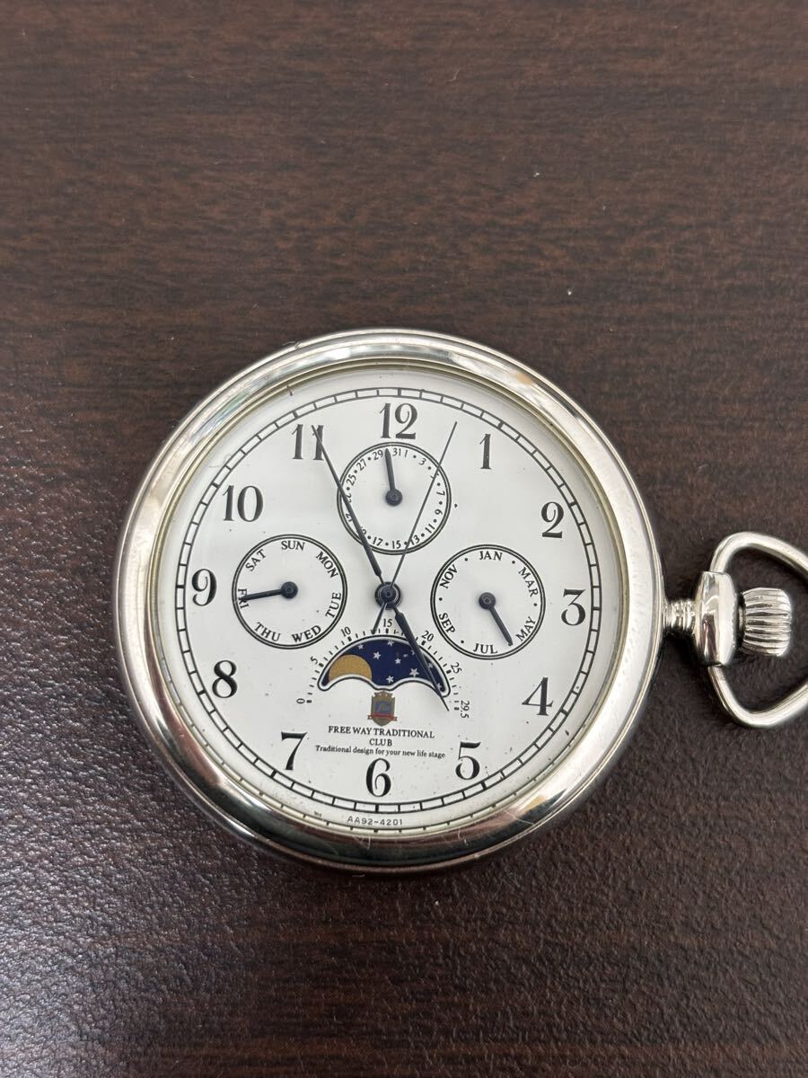 稼働ジャンク CITIZEN FREE WAY moon phase シチズン フリーウェイ ムーンフェイズ 電池式 懐中時計 quartz pocket Watch