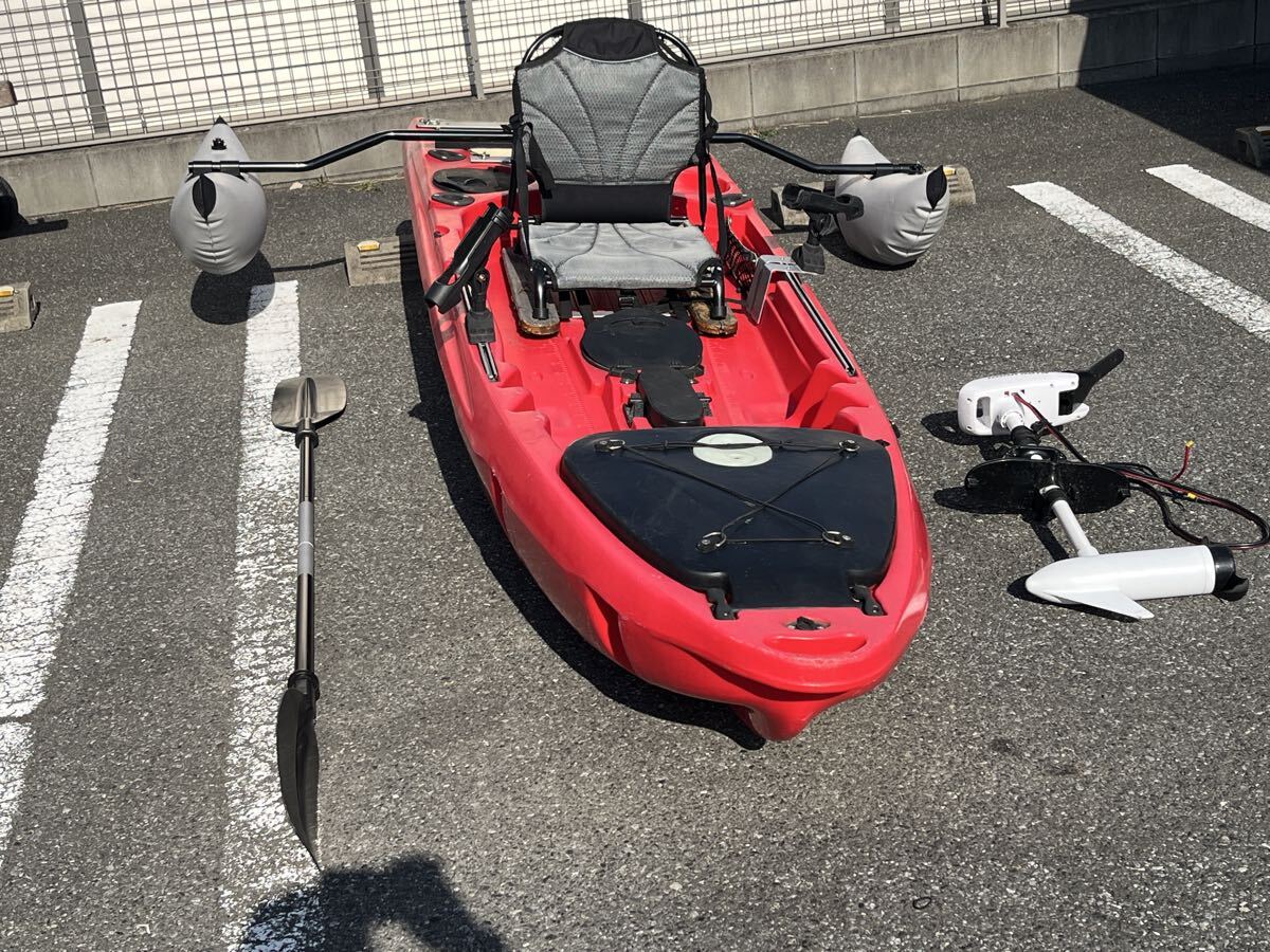 サバーバン ディフェンダーカヤック＋ハンドコンエレキ＋パドル＋シート固定＋サイドフロートカスタムセット フィッシング SUBURBAN