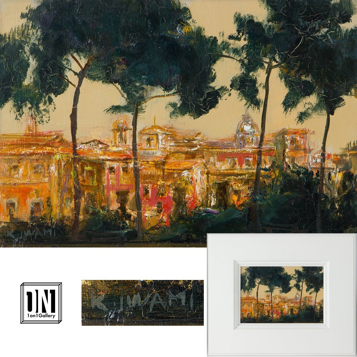 【1on1】真作 岩見健二 風景 油彩 キャンバス SM 額装 ■ パリの「空気」を深く静かに重厚なタッチと確かなデッサン力で描く