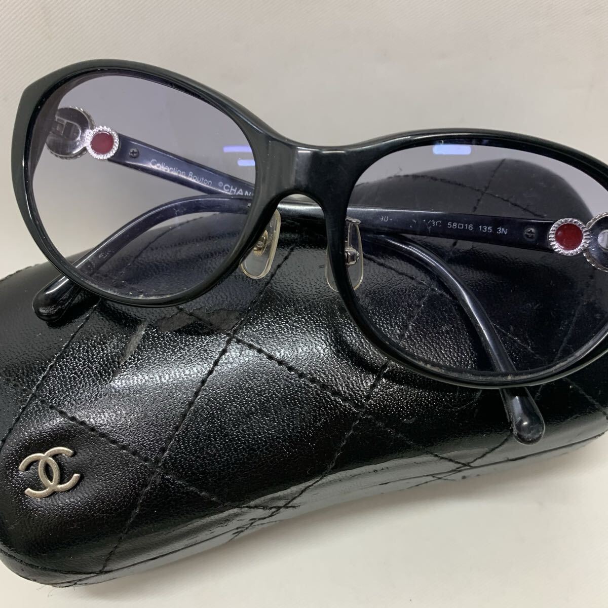 CHANEL シャネル ココマーク　ココボタン 眼鏡 ブラック 度入り メガネ サングラス